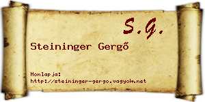 Steininger Gergő névjegykártya